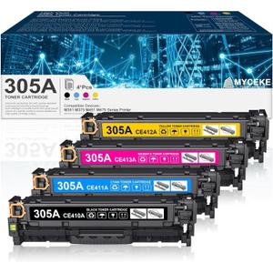 305A Toner Cartridge Replacement for HP 305A CE410A CE411A CE412A CE413A Toner for Laser Pro 400 Color M451dn M451dw M451nw Pro 300 M375nw M475dw M475dn Printer (4 Pack, Black/Cyan/Magenta/Yellow)