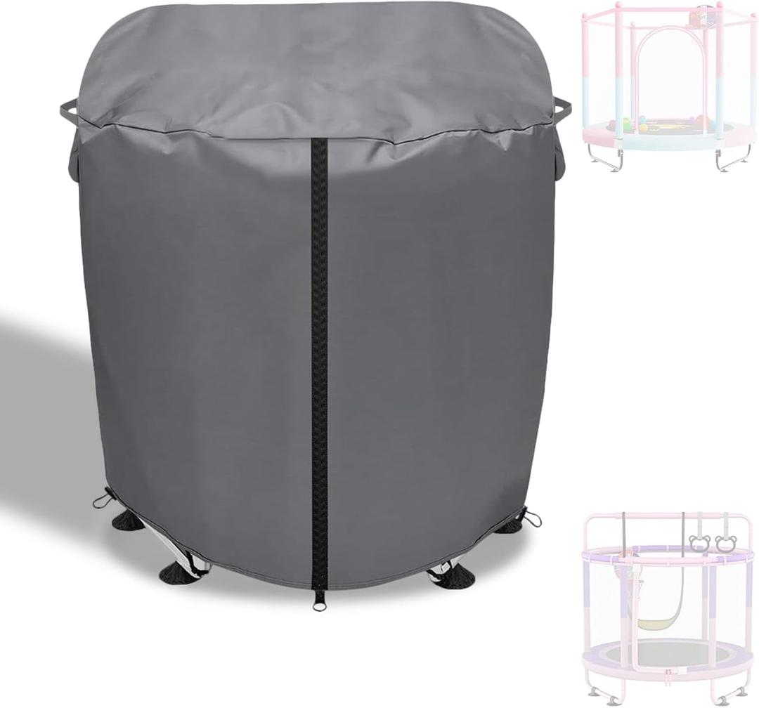 Outdoor Trampoline Cover for 60" Kids Trampoline 100% Waterproof UV-Resistant Heavy Duty Kids Trampolines Cover Round 62" Dia x 58" H,Outdoor Toddlers Trampolines Winter Protect Covers (Grey