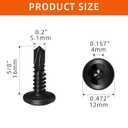 #12 x 5/8" Hex Socket Self Tapping Screws, Stainless Steel 410 Sheet Metal Flat Head Drilling Screw, Black Oxide, Quantity 50