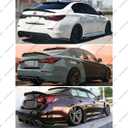 Duckbill Rear Spoiler & Rear Diffuser Compatible with Infiniti Q50 2018-2024 Sedan, Carbon Fiber Pattern Sport Style Trunk Wing Lip and Rear Bumper Splitter Kit