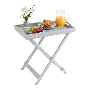 Lavish Home Folding TV Tray Table - Contemporary Side Table with Removable Tray Top for Food Serving, Meals, or Decor in Living Room, Bedroom, or Home Office (Gray)