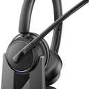 Mopchnic Wireless Headset with Noise Cancelling Microphone, On-Ear Bluetooth Headset with USB Dongle, Mute Function & Charging Base, Wireless Headphones for Work from Home and Call Center (Black)