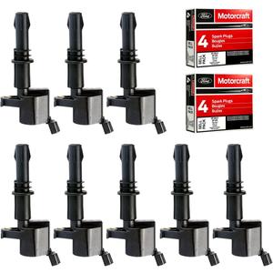 MAS Set of 8 Ignition Coils Pack DG511 & Motorcraft Spark Plugs SP546 SP515 PZH14F Compatible with Ford F150 F250 Expedition Lincoln Navigator FD508