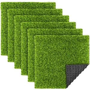 TURSTIN 2 Packs Artificial Grass Square Mat 12 x 12 Inch Fake Grass Turf Patch with Drainage Hole Synthetic Garden Grass Tiles Realistic Grass Rug for DIY Indoor Outdoor