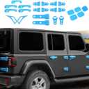 24PCS Full Set Exterior Decoration Trim Kit Fit for 2018-2026 Jeep Wrangler JL JLU 2/4 Doors, Door & Hood Hinge Covers Door Handle Side Vent Tailgate Hinge Cover Trim(Light Blue)