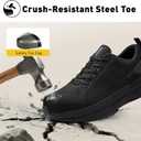 Wide Steel Toe Shoes for Men Orthopedic Safety Shoes with Arch Support, Waterproof Non Slip Work Shoes Comfortable Cushioned Walking Shoes, Size 8.5 M