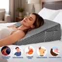 Wedge Pillow 7.5" Bed Wedge After Surgery, Back Pain Relief, Memory Foam Pillow Triangle Incline Wedge for Back Support, Leg ElevationGrey
