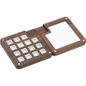 PATIKIL 15 Grids Mini Portable Palette, Walnut Sketchbook Watercolor Palette, Mixing Tray Pocket Magnetic Travel Paint Palette for Painters Artists Acrylic Painting, Dark Brown