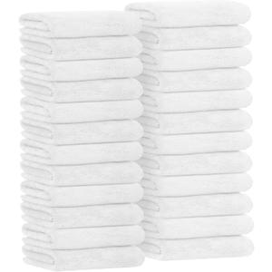 Avalon Towels Microfiber Salon Towel - White Hand Towels Bulk 24 Pack - Lint Free Fleece Microfiber Hand Towel, Soft & Ultra-Absorbent Ideal for Facial Spa & Gym Work Out 16"x26" (Not Bleach Proof)