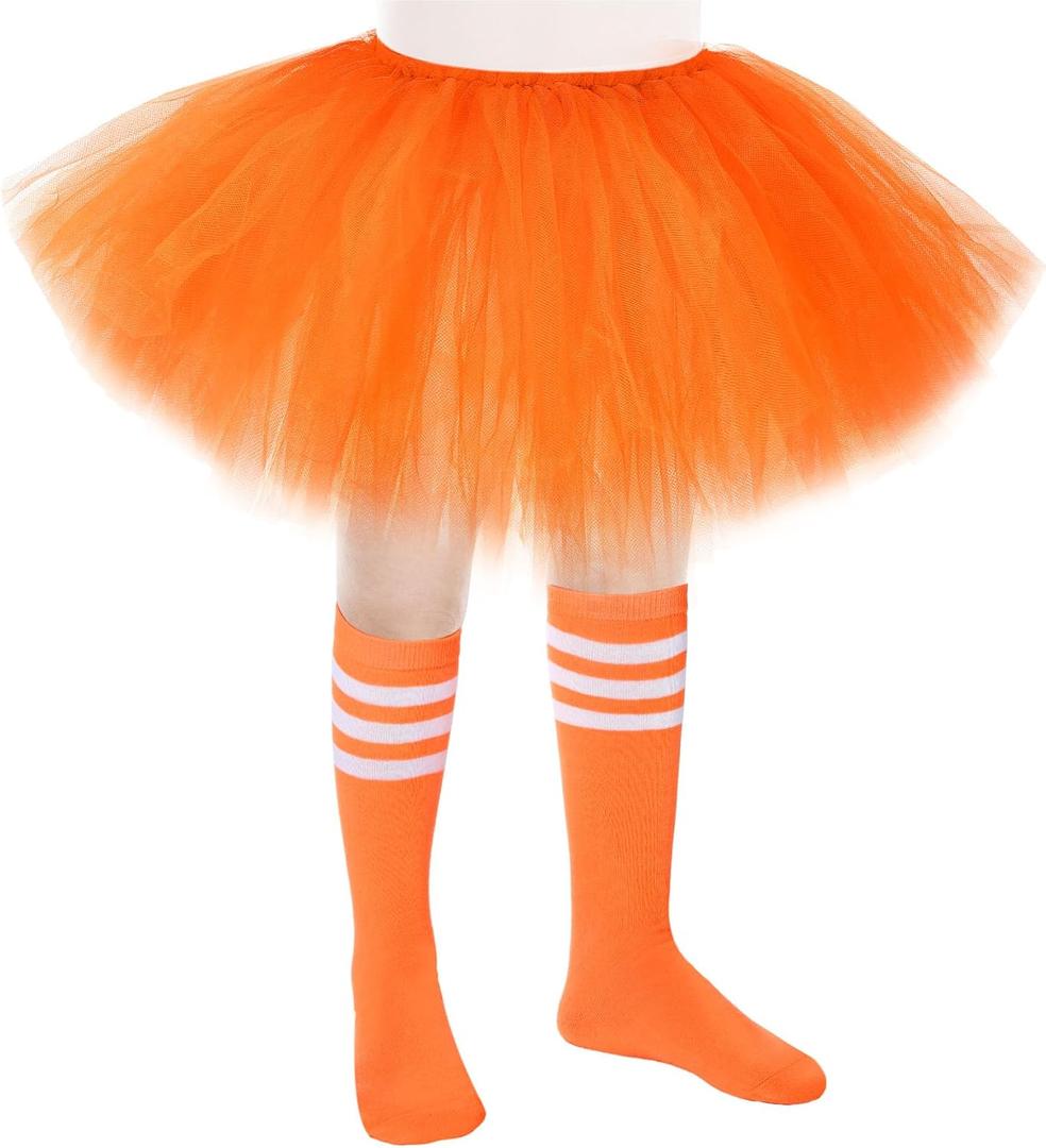 Zhanmai 5 Layered Tutu Skirt for Kids Tulle Tutu Skirt with Tube Socks Princess Runners Costumes Cosplay for Girls Kids