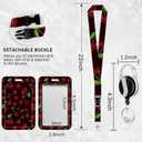 Badge Holder with Lanyard,Red Cherry Cute ID Name Badge Card Holder with Lanyard,Badge Reel Heavy Duty with Carabiner Clip,Nurse Teacher Office Gifts