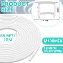 Baquler Flexible Silicone LED Channel 65.6ft/20m White 10x10mm DIY Waterproof Neon Rope Strip Light Tube for 6mm LED Strip Lights for Indoor Outdoor Living Room Kitchen Wall Decor Customizable