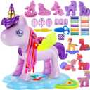 Unicorn Color Dough Sets for Kids Ages 4-5, 30 PCS Play Dough Tools Kit for Toddlers Ages 3+, Unicorn Hair Salon Creation Dough Toys for Girls Birthday Gifts