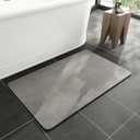 MontVoo -Bath Mat-Rubber Backing Non SlipThin Bathroom Rugs Fit Under Door- Quick Dry Absorbent Faux Suede Surface Grey Bathroom Floor Mats-Shower Rug for in Front of Bathtub Shower Gray 16x24 (16" x 24")