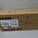 Ceiling Fans with Lights and Remote, 52 Inch Modern Ceiling Fan with Light, Downrod & Flush Mount, Quiet DC Motor, Dual Finish 5 Blades Ceiling Fan for Bedroom Living Room Farmhouse Indoor (52 Inch Ceiling Fan, Black and Lighter Wood Blades)