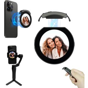 Vlog Selfie Monitor Screen, Magnetic Phone Vlog Selfie Monitor Screen Bluetooth Remote, Using Phone Rear Camera for Selfie Vlog Live Stream TikTok, Compatible with iPhone & Android, Aluminum 2025 New