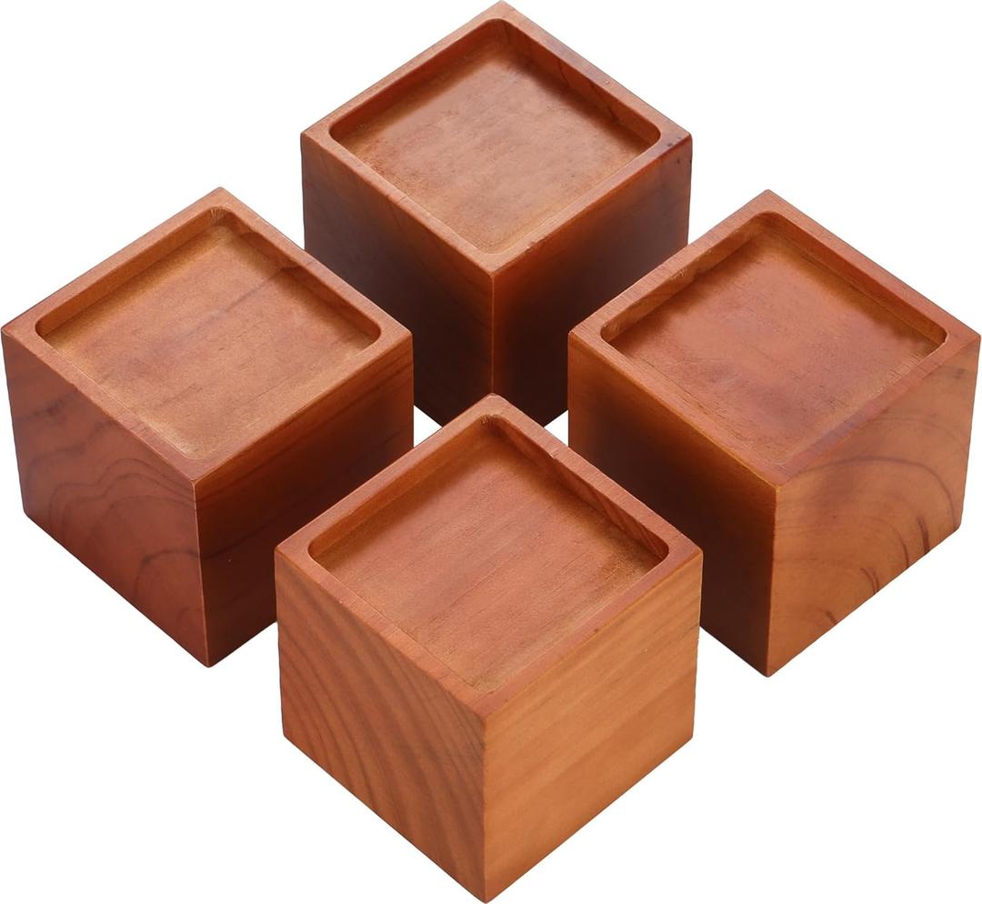4-Inch Solid Pine Furniture Risers  2000LBS Capacity, Tool-Free Install, Natural Wood Design for Beds, Sofas & Desks (4 Inch)