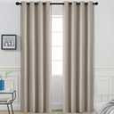 Yakamok Room Darkening Blackout Curtains Thermal Insulated Grommet Curtain Panels for Bedroom, 52W x 96L, Natural, 2 Panels