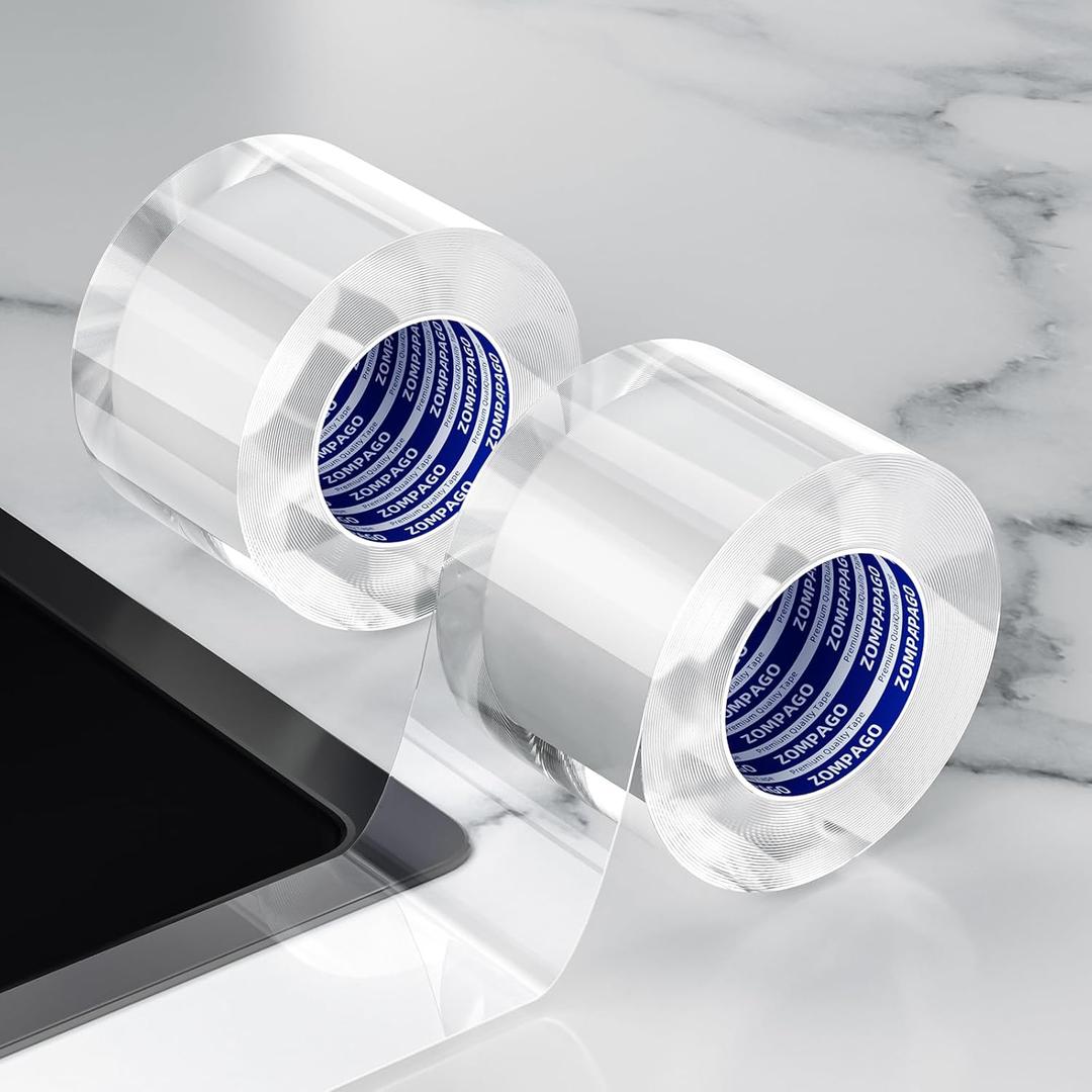 Waterproof Caulk Tape Sealant Strip  for Kitchen Caulking,Oil Proof,Self-Adhesive Tape for Toilet Seal,Bathtub SealantBathroom Clear Caulk,2inx9.84FT,2Roll,PVC-for Window Sealing Well (19.68FT(6m)