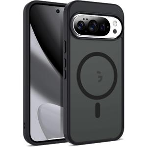 Compatible with Google Pixel 10 Case & Google Pixel 10 Pro Case with Magnetic [Compatible with Mag-Safe] Slim Translucent Matte Phone Cases with Anti-Fingerprint Tech, Black