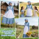 Women Adult Colonial Prairie Costume,Floral Pioneer Dress with Apron and Bonnet, S
