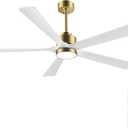 ELEHINSER 52" Modern Ceiling Fan with Lights and Remote Control, 5 Solid Wood Blades 6-Speed Noiseless Reversible DC Motor, Ceiling Fan for Bedroom Dinning Living Room, Gold Finish with White Blade