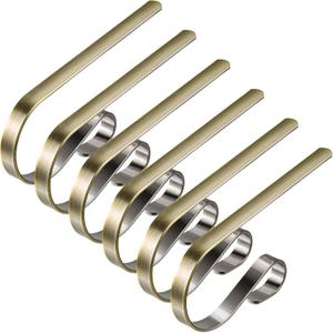 Edoneery Christmas Stocking Holders for Fireplace Mantle with Separate Double-Sided Tapes, 6 Pack Adjustable Non-Slip Metal Stocking Hangers for Mantel Xmas Party Decorations,Bronze