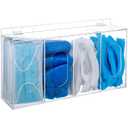 Soaoo 1 Pcs Shoe Cover Dispenser Gloves Holder Wall Mounted Clear Acrylic Face Mask Box Organizer Dispenser Box with Lids 4 Compartments Hairnet Holder Disposable Mask Storage for Laboratory Office