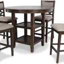 New Classic Furniture Mitchell 5-Piece Counter Set with 1 Table and 4 Chairs, Cherry Brown