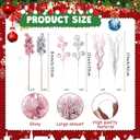 Shinymoon 72 Pcs Silver Pink Christmas Tree Picks and Sprays Decorations 17'' 12'' 8.6'' Artificial Glitter Christmas Flower Berry Branches Stems for Xmas Tree Wreath Vase Filler Holiday Decor