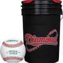 Diamond 6-Gallon Ball Bucket with 30 DOB Baseballs, Black