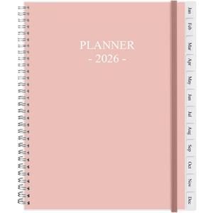 2026 Planner - Planner 2026 from January 2026 - December 2026, Monthly and Weekly Calender with 12 Tabs, 8.5" x 11", Pink