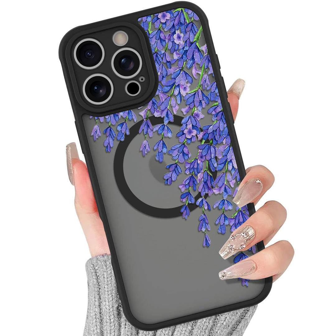 BITOBE Lavender Case for iPhone 16 Pro Max, Compatible with MagSafe, Black