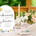 4 x Acrylic Wedding Signs To Our Loved Ones Who Are Dancing With Us In Heaven, 6x8" Floral Themed Arch Acrylic Memorial Table Decor, Love Is In Bloom Decorations for Bridal Shower Engagement Party