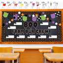 4 x 4Ft DIY Halloween Bulletin Board Decorations Ghosts Cutouts Boo from Our Crew with 100 Glue Point Dots for Bulletin Board Classroom Decoration School Home Holiday Party Decor