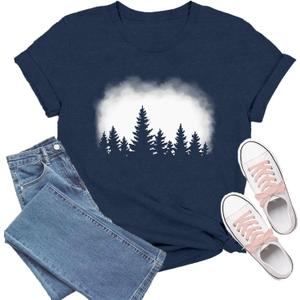 Hiking Shirts Women Nature T-Shirt Outdoor Camping Tee Tops (Blue, M)