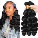 Human Hair Bundles #1B Natural Color Loose Deep Wave Bundles 24 26 28 Inch Unprocessed Brazilian Virgin Hair 3 Bundle 50 Gram Per Bundle Deals Quick Weave Hair Extensions