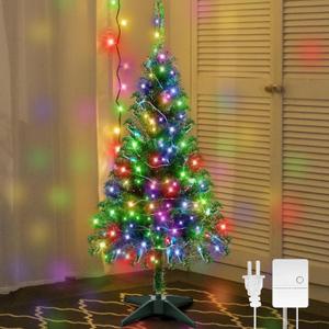 Liliful 4FT Pre Lit Artificial Christmas Tree with Plug in 70 LED Warm Light Hinged Spruce Pencil Xmas Pine Tree with Folding Metal Stand for Home Christmas Xmas Holiday Party