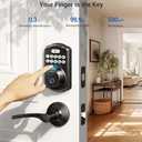 Veise Fingerprint Door Lock with 2 Lever Handles - Keyless Entry Door Lock, Electronic Keypad Deadbolt, Digital Smart Code & Front Handle Sets, Auto-Locking, Easy Installation, Matte Black
