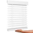 UNISHADES 2 inch Faux Wood Blinds White Cordless, New Material, high Temperature Resistance, Good Toughness, Waterproof, Blinds Size 47 4/8" W × 48" H White