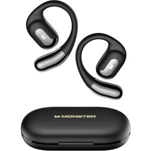 Monster AC317 Open Ear Headphones, Wireless Stereo Sound, Bluetooth 5.4 Technology, 24H Playback Battery, Crystal Clear Calls, Type-C Charging, Touch Control, Sweat Resistant Earbuds, Dark Black