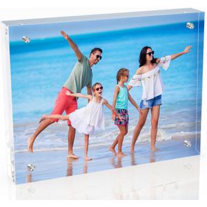 8x10 Inches Acrylic Picture Frames 1 Pack, Double Sided Magnetic Photo Frames,Free Standing on Desk or Table Clear Picture Frames