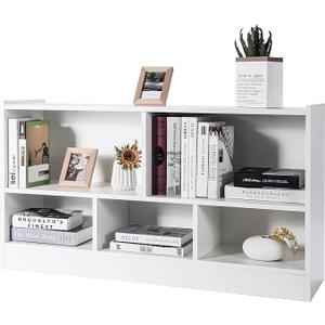 Tangkula 5 Cube Bookcase, 2 Tier Wooden Storage Open Bookshelf, Multipurpose Display Storage Cabinet for Living Room, Bedroom, Hallway, Kid's Playroom, Reading Nook (White)