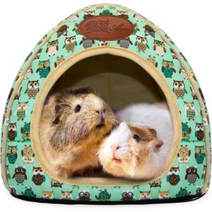BWOGUE Guinea Pig Bed Warm Cave Beds Hamster House Large Hide-Out for Rabbit Guinea Pigs Bearded Dragon Rats Winter Warm Cage Nest,Green