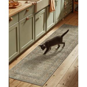 Washable Runners for Hallways Kitchen Rug: 2'6"x8' Runner Rugs Stain Resistant Non Slip Low Pile Soft Carpet Runners for Hallways Bedroom Kitchen Entryway Indoor Beside Bathroom Laundry Room