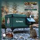 Outdoor Heated Cat House in Winter,Extremely Insulated & Weatherproof,Elevated Feral Cat Shelter with Waterproof Eaves & Escape Door for Outside Stray Barn Cat (Green, XL) 28.0