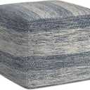 SIMPLIHOME Clay Square Pouf - 18 inch Wide Upholstered Cotton Ottoman in Patterened Teal Melange, Boho Footstool, Decorative Cube Pouf or Extra Seating for Living Room or Bedroom, Assembled, 18"D x 18"W x 14"H