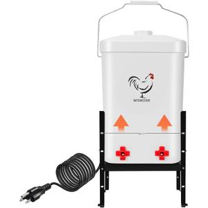 WISMOIER 3 Gallon Heated Chicken Waterer for Winter Automatic Chicken Water Heater,Adsjustable Height Anti-Freezing Poultry Watering System (White, 9 in x 7.1inch x 13.7in)