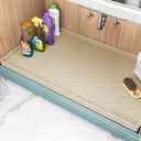 TigeJoy 34" x 22" Under Sink Mats for Kitchen Waterproof, Leak-Proof Silicone Mat Sink Protector and Cabinet Liner, Kitchen Essentials Organizer and Storage, Boot or Shoe Tray, Pet Feeding Mat (Beige)