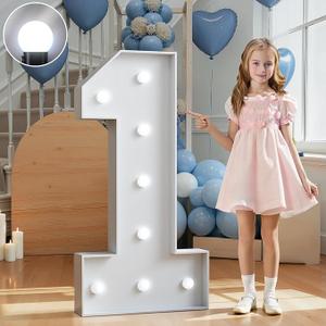 Marquee Numbers 3 Feet Tall Big Light Up Numbers First 1st 21st Wild One Happy Birthday Decorations White Anniversary Party Decor Large Cardboard Prop Backdrop Sign 1